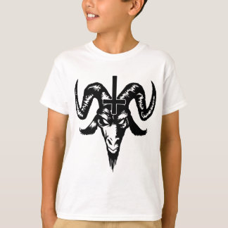 T-shirt Tête satanique de chèvre avec la croix (noir)