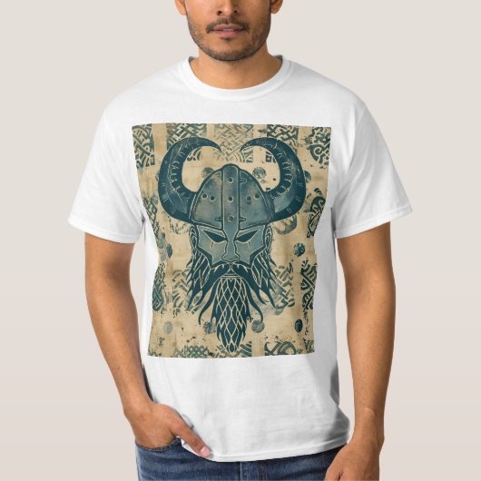 T-shirt Tête viking bleue (Devant)
