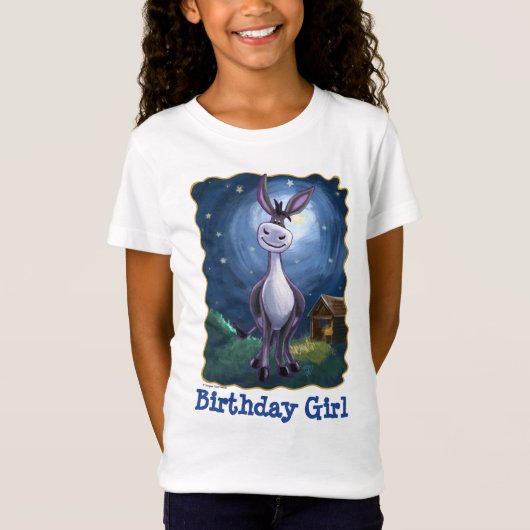 T-Shirt Têtes mignonnes et queues Âne Anniversaire Fille T (Devant)
