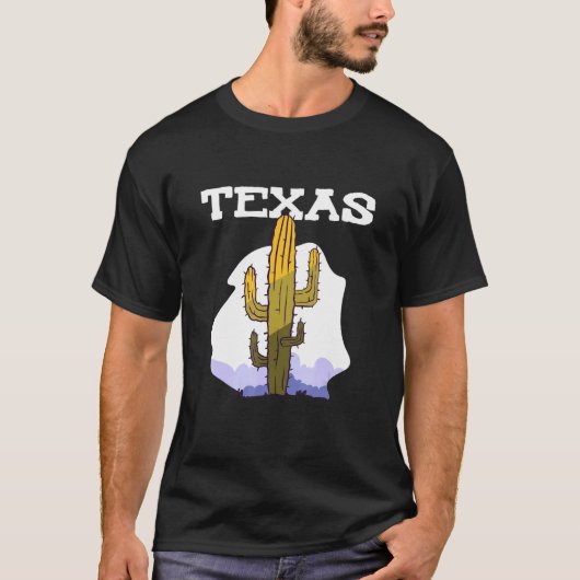 T-shirt Texas Cactus Retro (Devant)