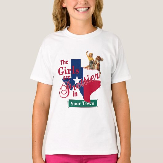 T-shirt Texas Drapeau Forme CUSTOM Cowgirl Les filles sont (Devant)