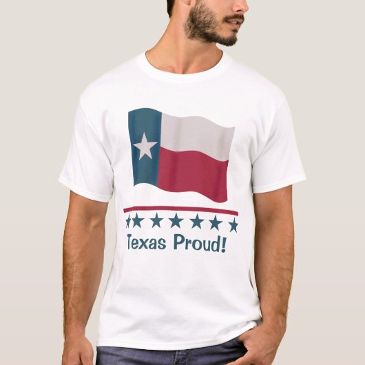 T-shirt Texas Fier Waving Lone Star Drapeau Rouge Blanc Bl (Devant)