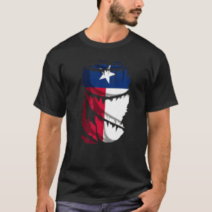 T-shirt Texas Flag Effet Fabric Fractionné Ou Torn Usa