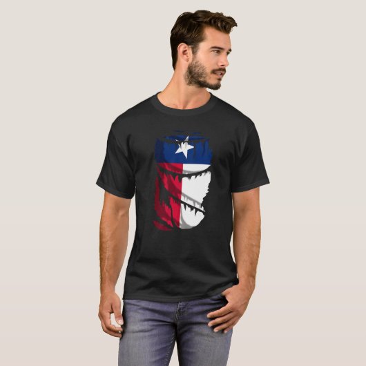 T-shirt Texas Flag Effet Fabric Fractionné Ou Torn Usa (Devant entier)