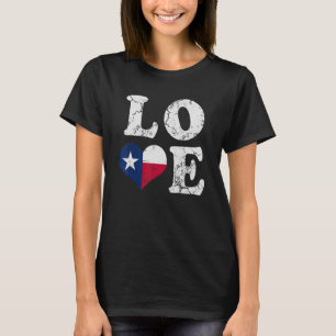 T-shirt Texas Flag Heart Love Home Famille Texan