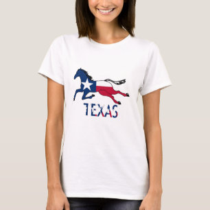 T-shirt Texas Flag Horse Running Et Texas Letters