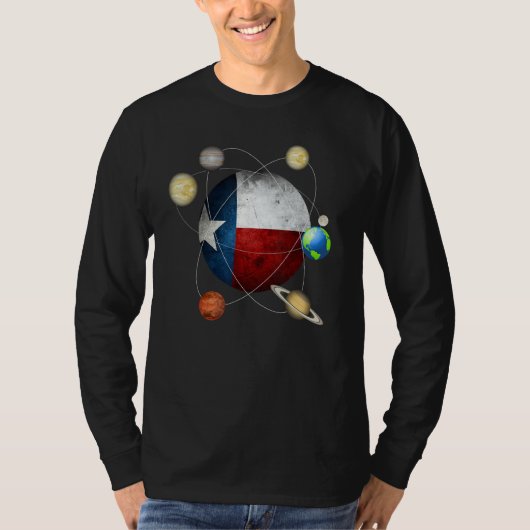 T-shirt Texas Flag Texas And The Solar System (Devant)
