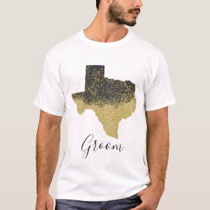 T-shirt Texas Groom Image noir et or