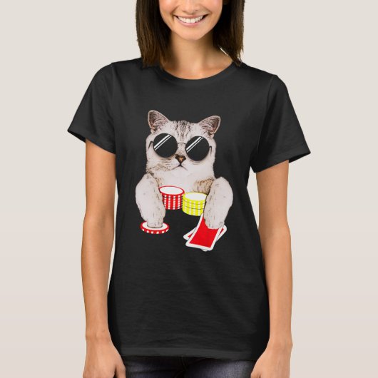 T-shirt Texas Holdem Poker Cat (Devant)