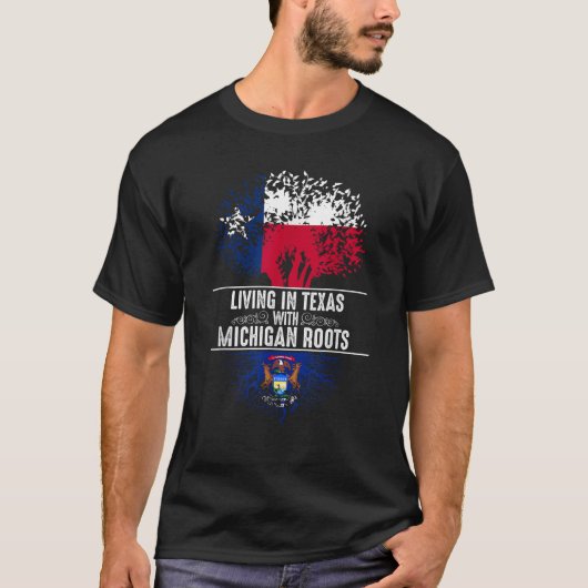 T-shirt Texas Home Michigan Roots State Tree Drapeau Amour (Devant)