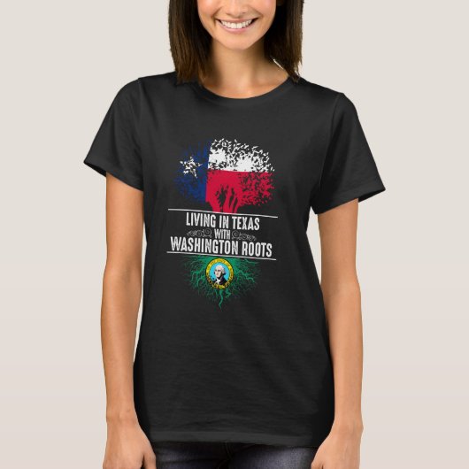 T-shirt Texas Home Washington Roots State Tree Flag Love (Devant)