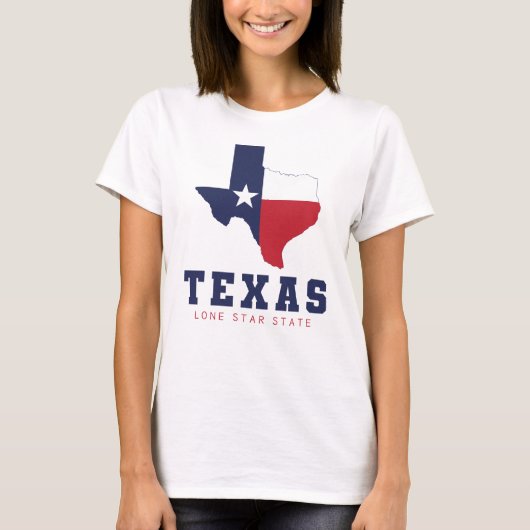T-shirt Texas, Lone Star State, Carte du drapeau blanc fém (Devant)