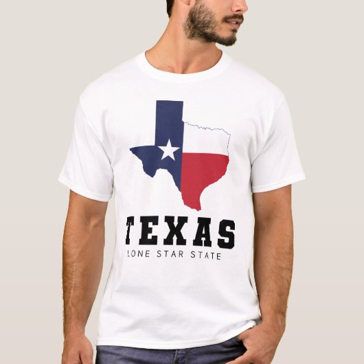T-shirt Texas, Lone Star State, Drapeau Carte Blanc Homme (Devant)