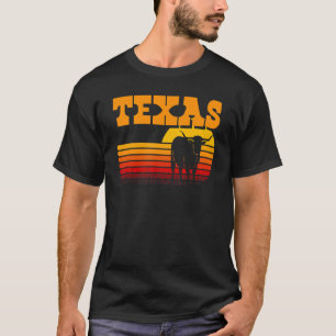 T-shirt Texas Longhorn pour hommes Vintage Retro Sunset Te