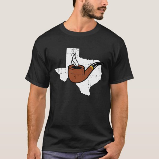 T-shirt Texas Map Tobacco Pipe Smoking Hobby Briar Pipe Sm (Devant)