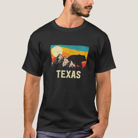T-shirt Texas Nature Wild Bear Retro Sunset Randonnée (Devant)
