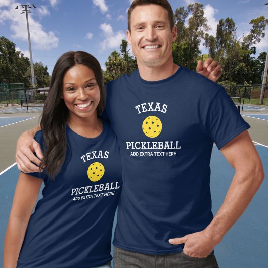 T-shirt Texas Pickleball Ajouter Club, Nom du partenaire P
