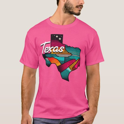 T-shirt Texas Retro Sunset Lone Star State (Devant)