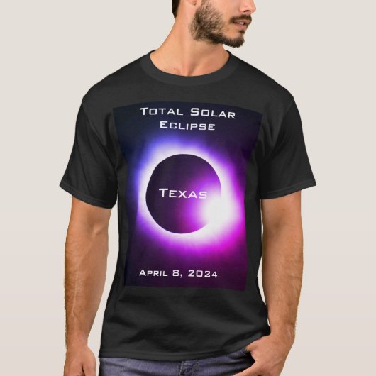 T-shirt Texas Total éclipse solaire 8 avril 2024 (Devant)