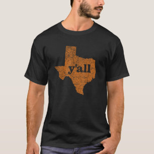 T-shirt Texas Women Men Yall Texas State Map Vintage Y'all