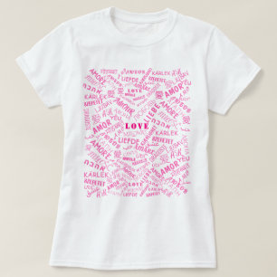 T-Shirt Text Love Multi-Language Word Your Colors