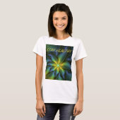 T-shirt Texte Abstrait étoile bleu brillant vert doré (Devant entier)