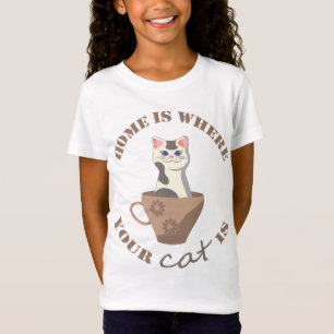 T-Shirt Texte amusant Accueil est l'endroit où votre chat