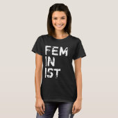 T-shirt Texte blanc affligé "féministe" (Devant entier)