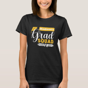 T-shirt Texte blanc et jaune Équipe noire féminine