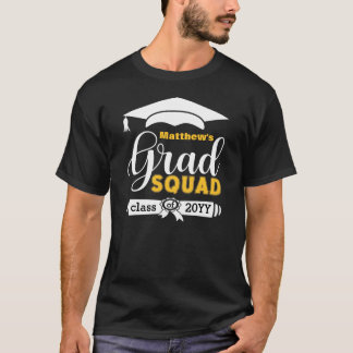 T-shirt Texte blanc et jaune Personnalisé Mens Black Grad 