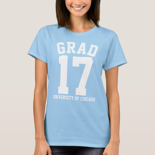 T-shirt Texte blanc Grad 2017 Nom de l'école (Devant)