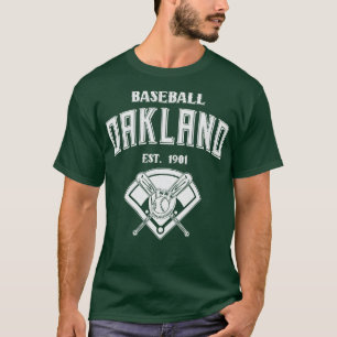 T-shirt Texte blanc Vintage Oakland Baseball Est 1901