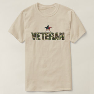 T-shirt Texte camouflage de vétéran américain