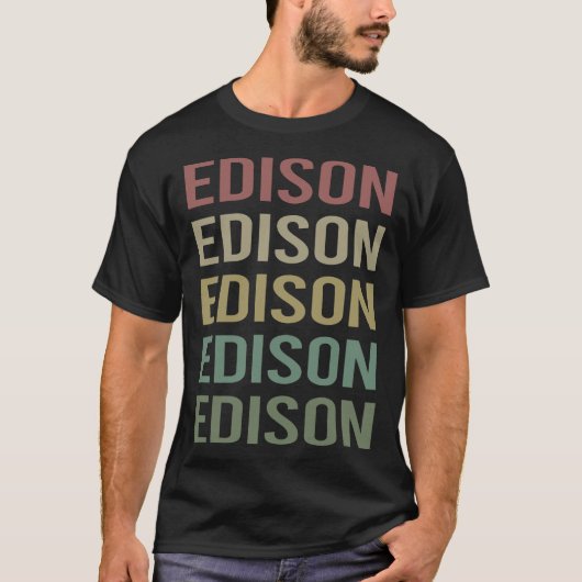 T-shirt Texte coloré Art - Nom Edison (Devant)