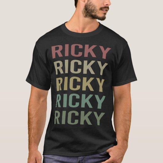 T-shirt Texte coloré - Nom Ricky (Devant)