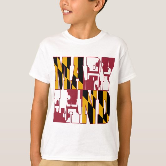 T-shirt Texte de drapeau d'état du Maryland (Devant)