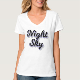 T-shirt Texte de script Ciel Nocturne avec étoiles cosmiqu