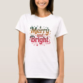 T-shirt Texte dégradé joyeux et lumineux pour Noël (Devant)