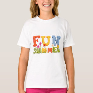 T-shirt Texte d'été coloré et amusant avec des fleurs