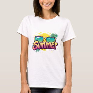 T-shirt Texte d'été - Lunettes de soleil d'été colorées