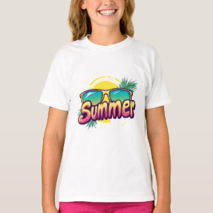T-shirt Texte d'été - Lunettes de soleil d'été colorées