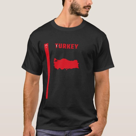 T-shirt Texte du drapeau turc vertical TURKEY Carte en sil (Devant)