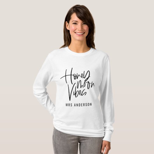 T-shirt Texte du script Vibes de lune de miel mariage (Devant entier)