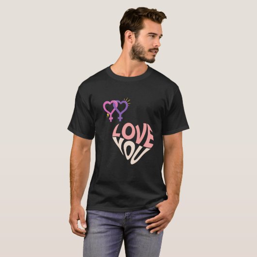 T-shirt Texte en forme d'Heureuse Sainte-Valentin (Devant entier)