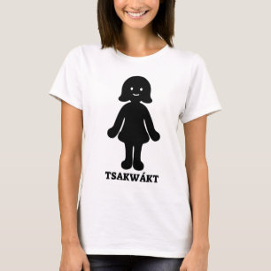 T-shirt Texte en Kitsai : Tsakwákt et une police femme