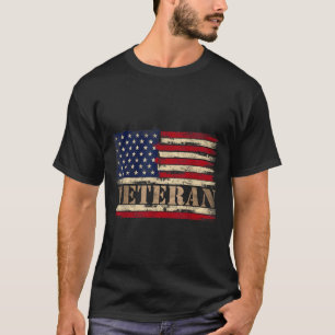 T-shirt Texte gras de vétéran rétro Drapeau américain Fête