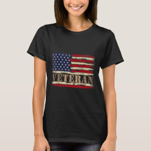 T-shirt Texte Gras Drapeau Usa Fête Des Pères Vétéran Rétr