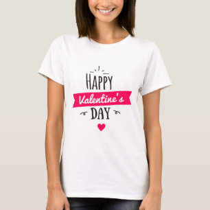 T-shirt Texte Heureuse Sainte-Valentin avec coeur rose