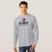 T-shirt Texte Logo Personnel Équipe Mens Grey Long Sleeve (Devant entier)
