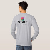 T-shirt Texte Logo Personnel Équipe Mens Grey Long Sleeve (Dos entier)